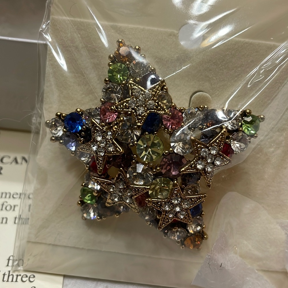 Smithsonian Institute A Beautiful Multi Gem / Rhinestones Fashion Jewelry Brooch